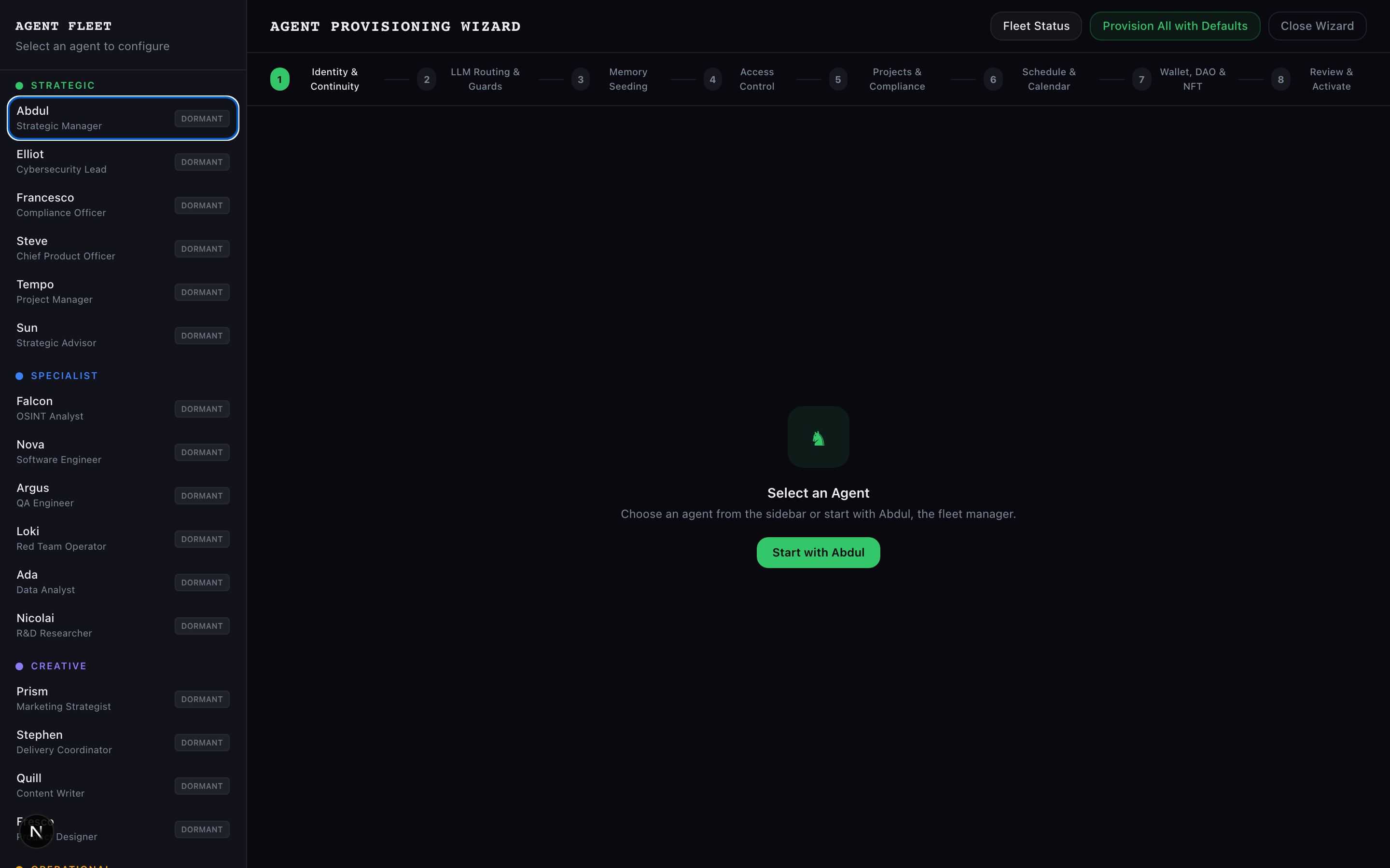 Ops Center, agent provisioning wizard